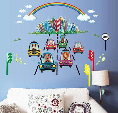 Kids Cars & Rainbow Wall Stickers