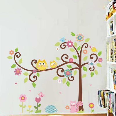 Kids room decor owl tree wall stickers