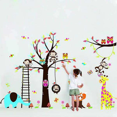 Kids tree animal wall stickers art decals