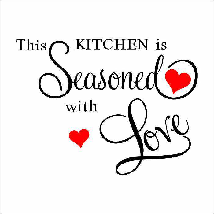 Kitchen with sesond with love quotes art decals wall stickers