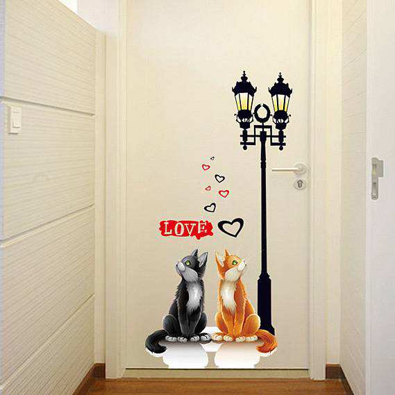 Love cats and lamp wall art sticker decals