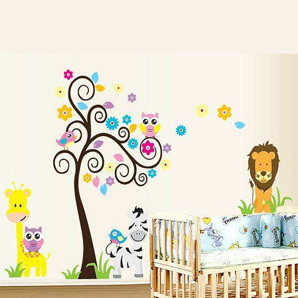 Lucky-Tree-Owl Nursery-3D-Wallpapers-Decorative-Wall-Stickers-For-Children-Kids-Room-Wall