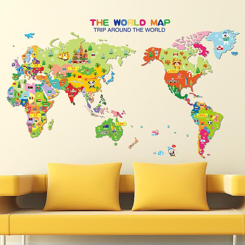 Map wall decal for kids