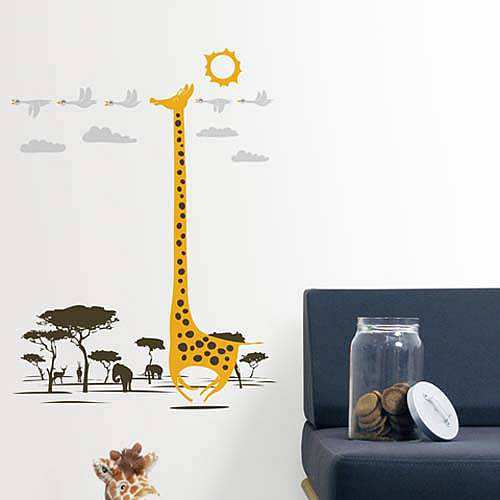 Natural Giraffe Wall Stickers Wall Decals Childrens Baby Bedroom