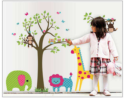 Owl-Tree-Giraffe-Vinyl-Wall-Stickers-kids-Baby-children-Decor-Home-Wall-Paper-Decal deco