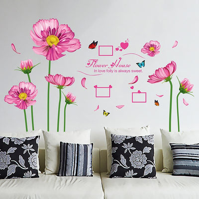 Pink flowers home decoration wall sticker