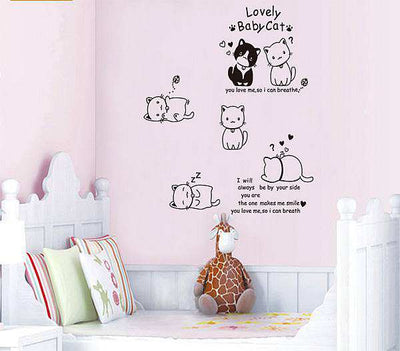 Playing cats wall stcikers decals home decor wallpaper