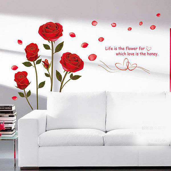 Red rose wall sticker