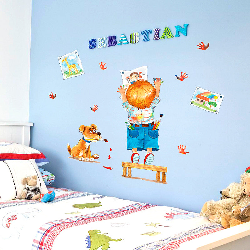Boy & Dog Wall Stickers For Kids