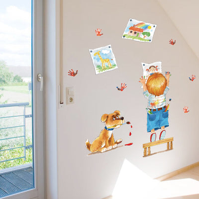 Boy & Dog Wall Stickers For Kids