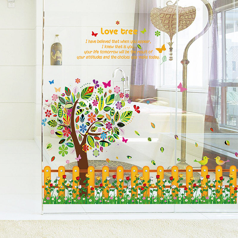 Colourful Tree Fence Wall Stickers
