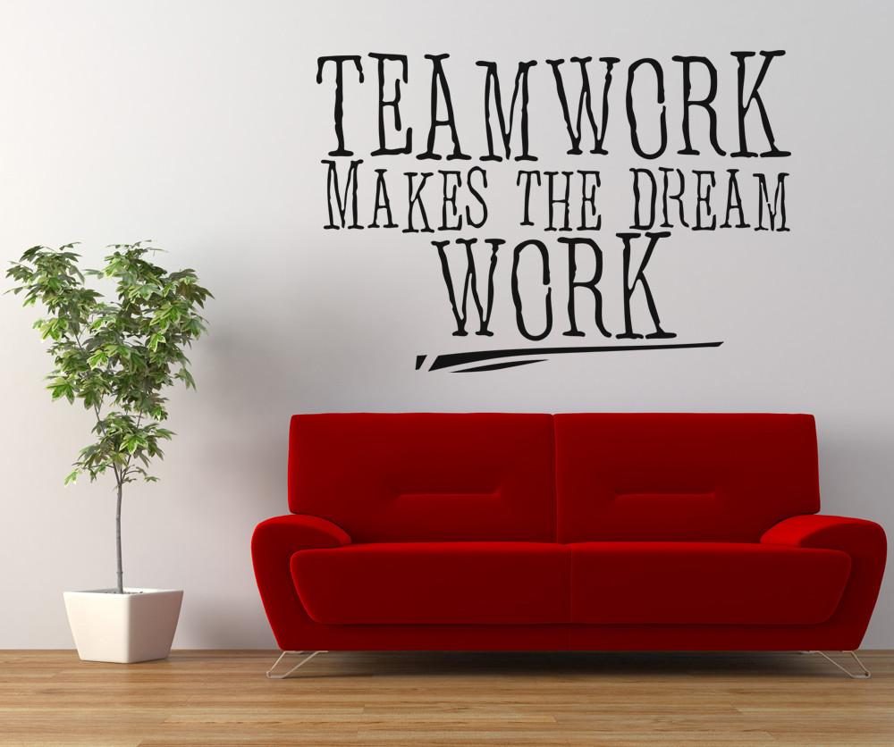 Teamwork makes the dream work motivational quote sticker | offic decor ...