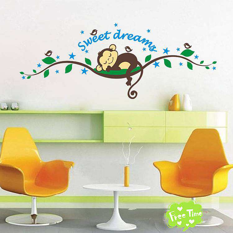 Tree monkey wall stickers art decals mural for kids room decor
