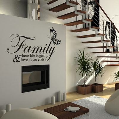 Family where life begins Wall Quote Decals