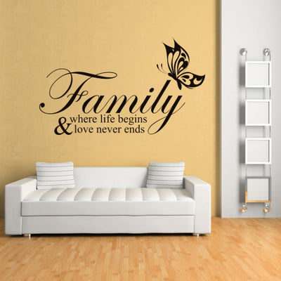 Family where life begins Wall Quote Decals
