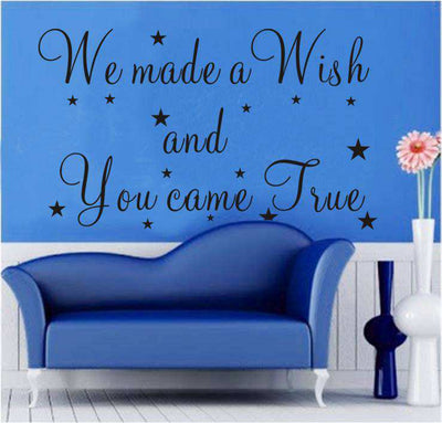 We-Made-a-Wish-Stars-Quote-Word-Room-Decor-Decals-Black-Vinyl-Art-Wall-Sticker