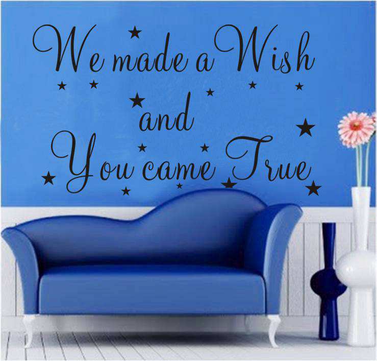 We-Made-a-Wish-Stars-Quote-Word-Room-Decor-Decals-Black-Vinyl-Art-Wall-Sticker