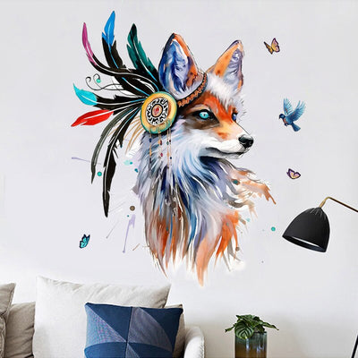 Wolf Wall Stickers Creative Animal Room Decoration Aesthetic For Teens Boy Vsco Girl Home Decor Wallpaper (1)