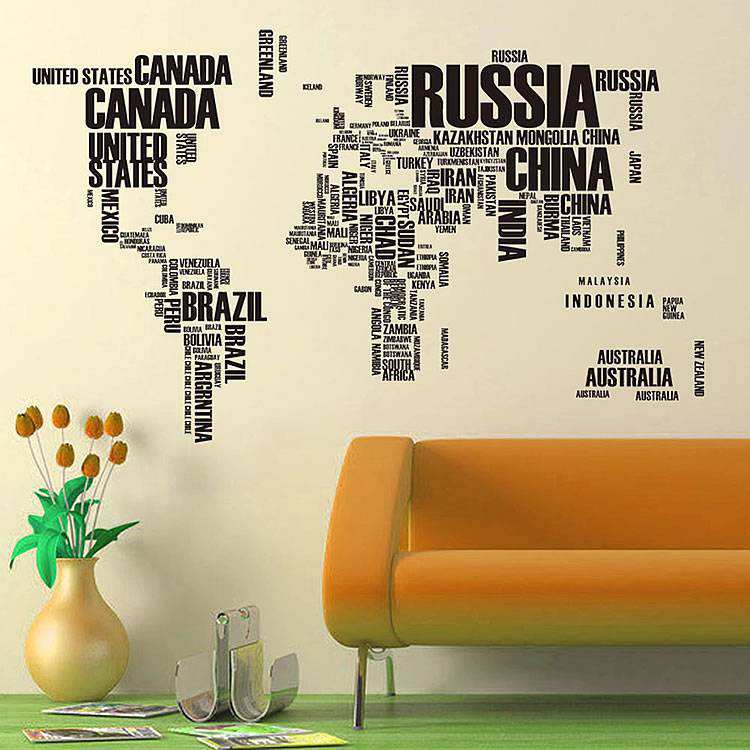 World map wall art sticker decal