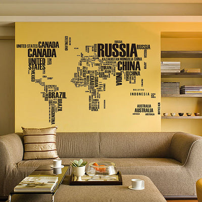 World map wall sticker art decals