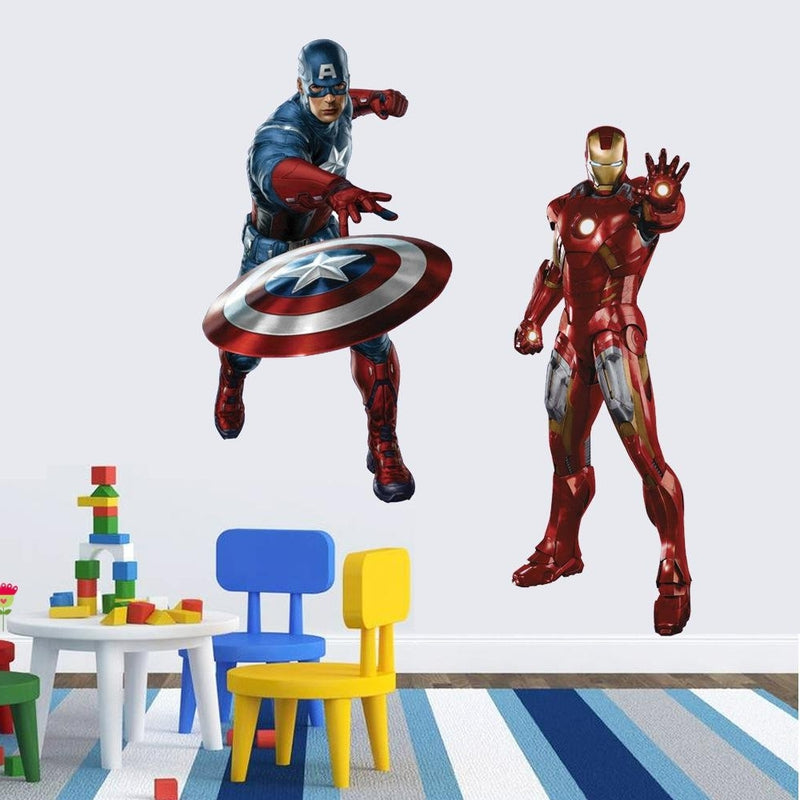 Captain America Wall Art inside Latest Iron Man Captain America Wall Stickers 4 Styles Super Hero The Hulk