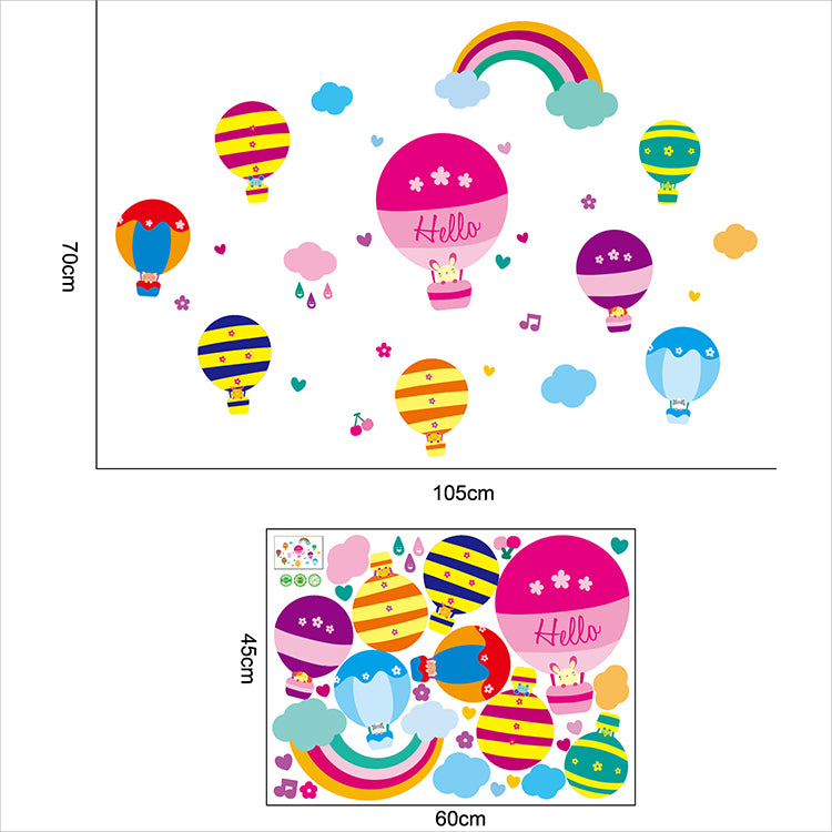 colourful hot air balloon wall stickers for kids