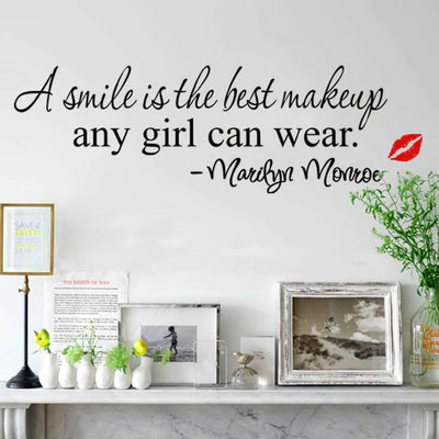 A smile is the best makeup any girl Wall Quote Decals