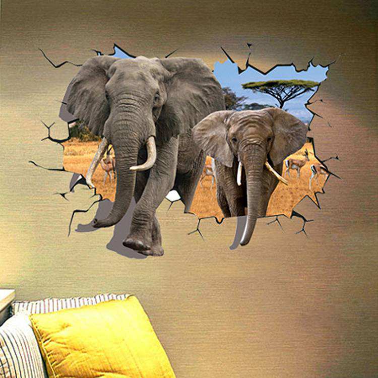 elephent animals 3d wall stickers