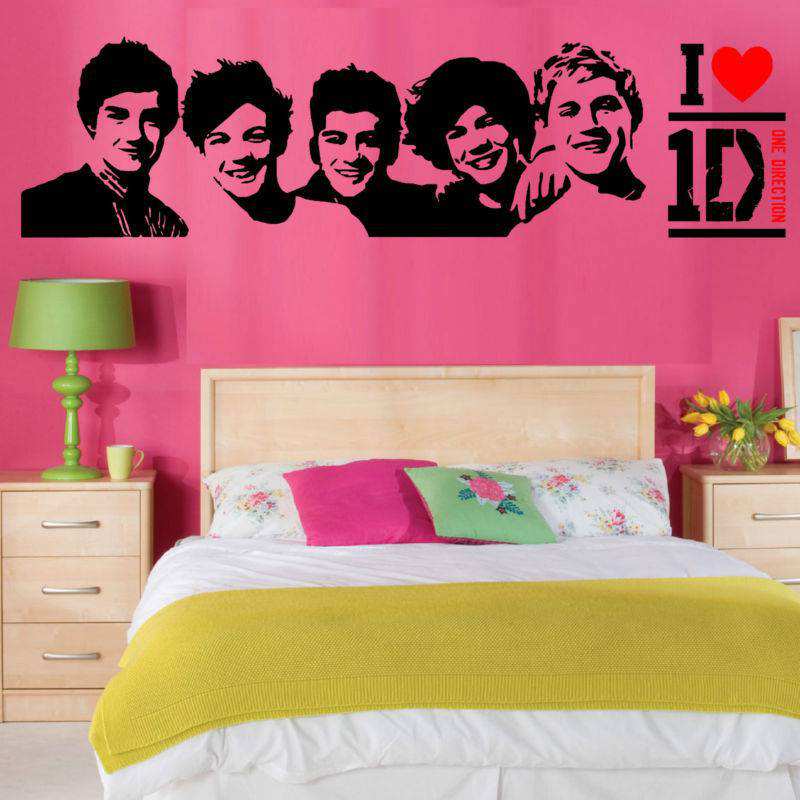 free-shiping-I-love-one-direction-portait-Removable-art-wall-Sticker-big-size-105CM-30CM