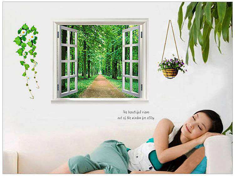 free-shipping-New-arrival-Removable-Flower-wall-sticker-fake-window-Vinyl-wall-poster-decorative-poster-Decal