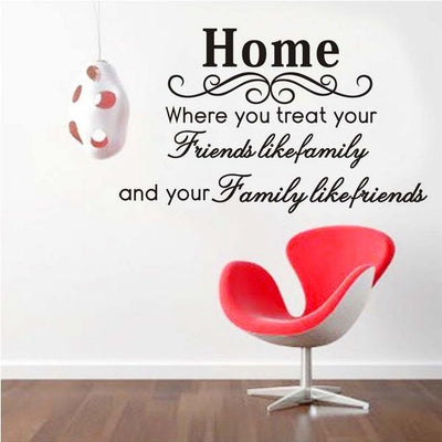 home whwere you treat you freinds like family wall decals