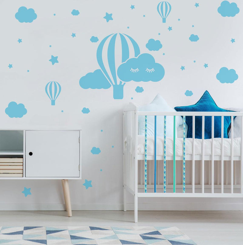 Balloons and clouds wall decals
