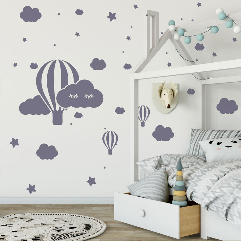 Balloons and clouds decal
