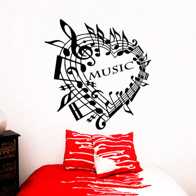 Love heart music note decal