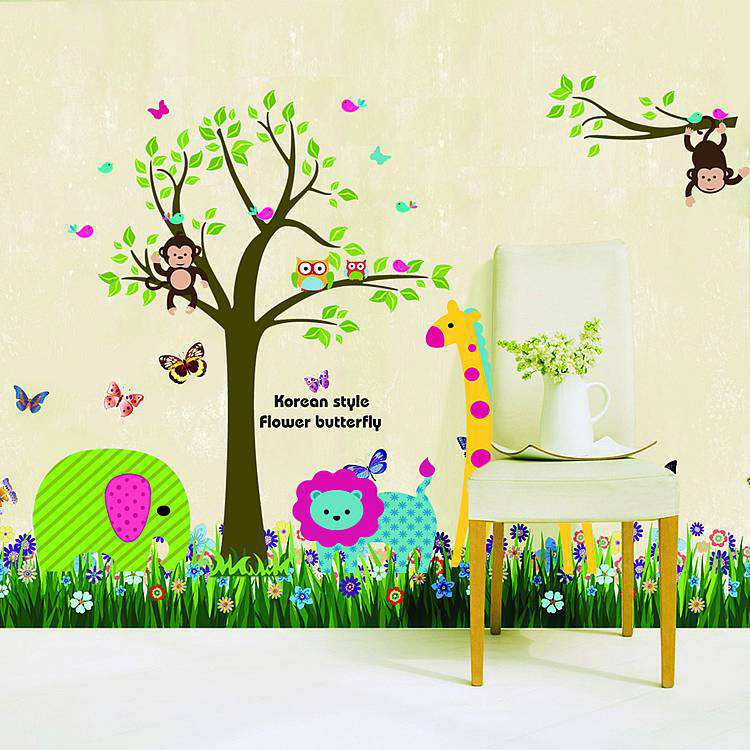 jungle animal wall art stickers mural decals