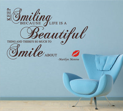 keep smiling wall quote