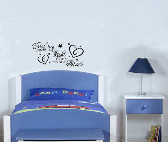 kiss me under the light of thousand stars wall quotes stickers art