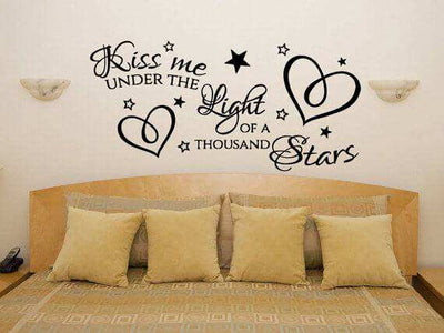 kiss me under the light of thousand stars wall quotes stickers
