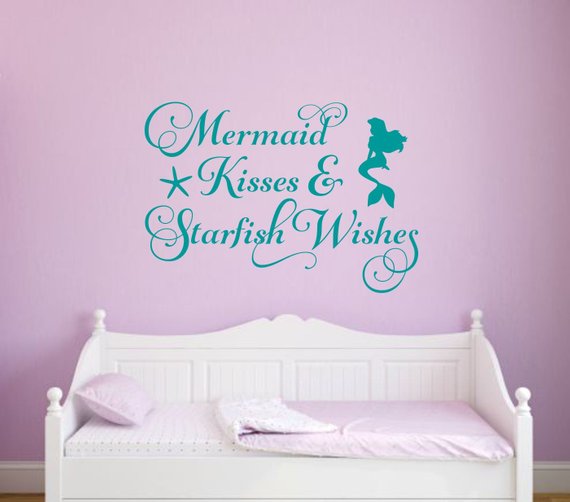 mermide kissed and starf fish wishes wall decals