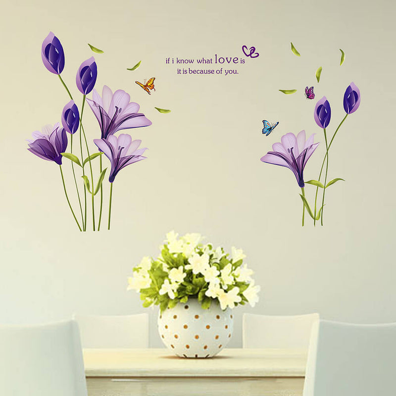 purple flower wall art decals